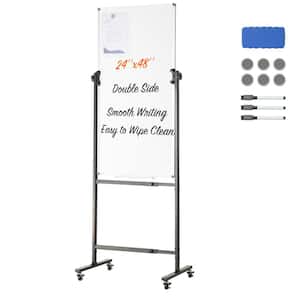 Rolling Magnetic Whiteboard Memo Board Double-sided Mobile Whiteboard 24 in. x 48 in. Adjustable Height Dry Erase Board