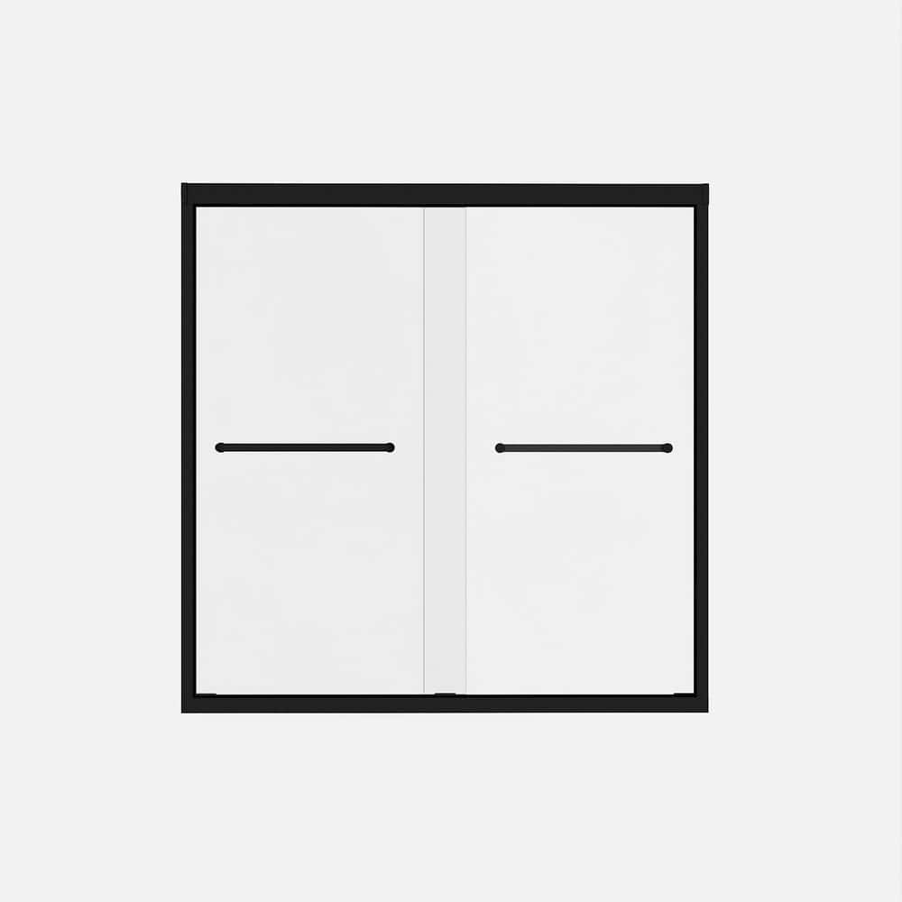 Florion 60 in. W x 60 in. H Aluminum Frame Double Sliding Shower Door in Matte Black with Clear Tempered Glass price history on PriceWatchPro