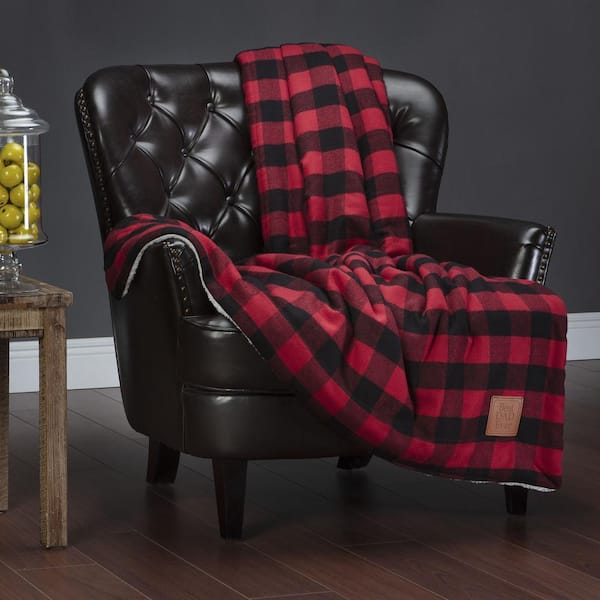 Best Dad Ever Red Fleece Flannel Reversible Sherpa Plaid Throw Blanket, 50 in. x 65 in.