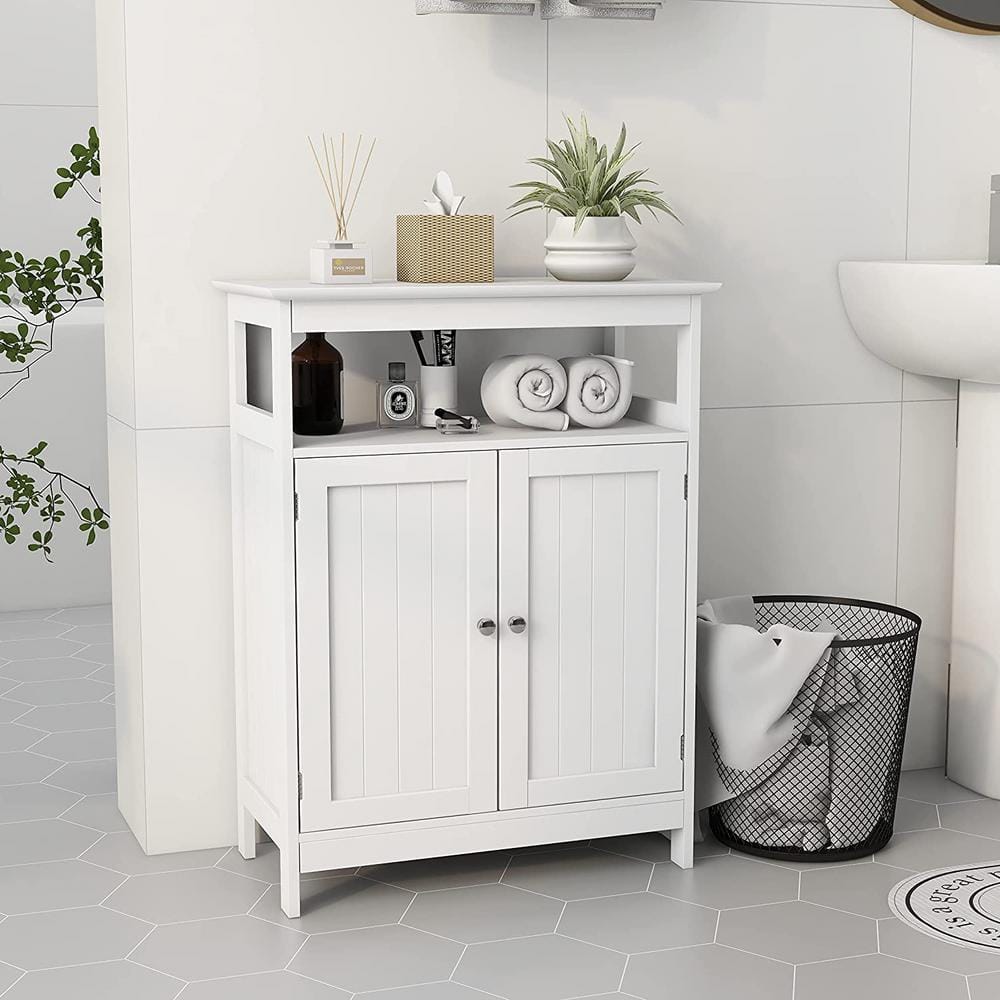 23.62 in. W x 11.81 in. D x 31.49 in. H White Bathroom Freestanding Linen Cabinet