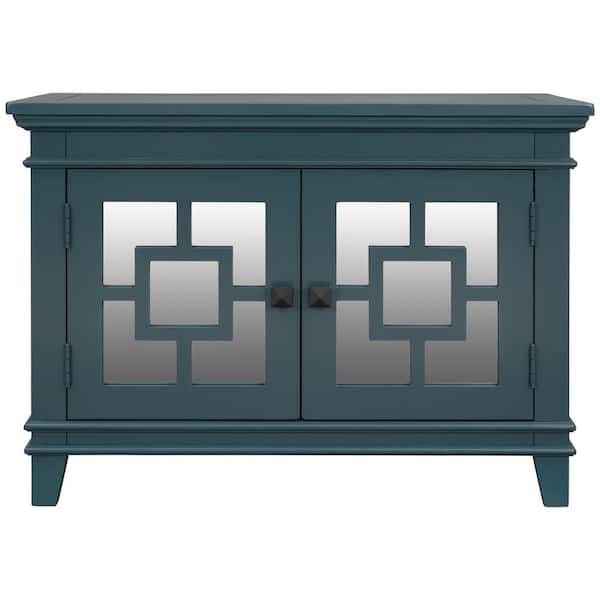 Tileon 33 in. W x 14 in. D x 24.2 in. H in Blue MDF Assembled Kitchen Cabinet with Solid Wood Frame and Legs