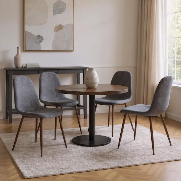 Gray, Brown Metal Side Chair (Set of 4)