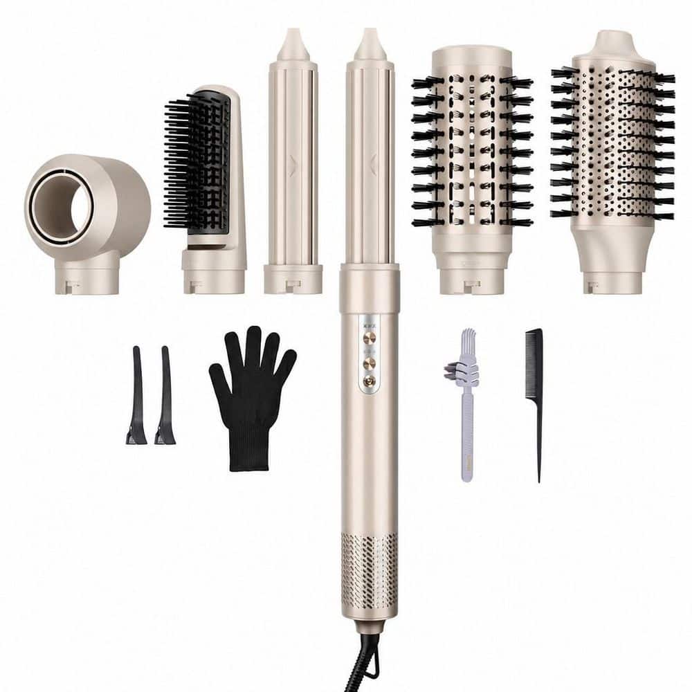 6 in 1 Hair Styler Dryer Brush in Gold with 110,000 RPM High-Speed for Curling, Volumizing, Straightening and Styling