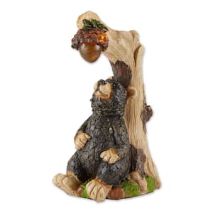 3.75 in. x 5.5 in. x 9.75 in. Black Bear Solar Statue