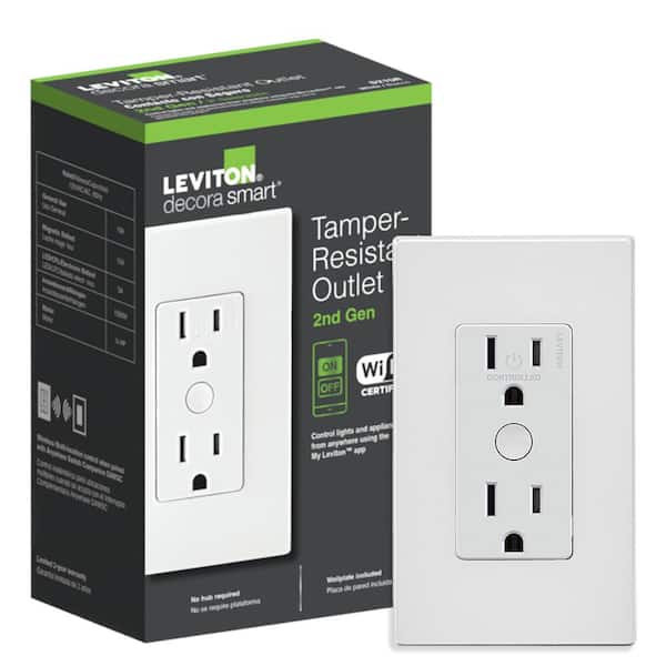 Leviton Decora Smart Wi-Fi Tamper Resistant 15A Duplex Outlet (2nd Gen) Works with Alexa/Google/HomeKit and Anywhere Companions