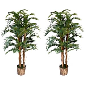 60 in. Tall Palm Tree Artificial Faux Lifelike in Bamboo Wicker Planter (Set of 2)