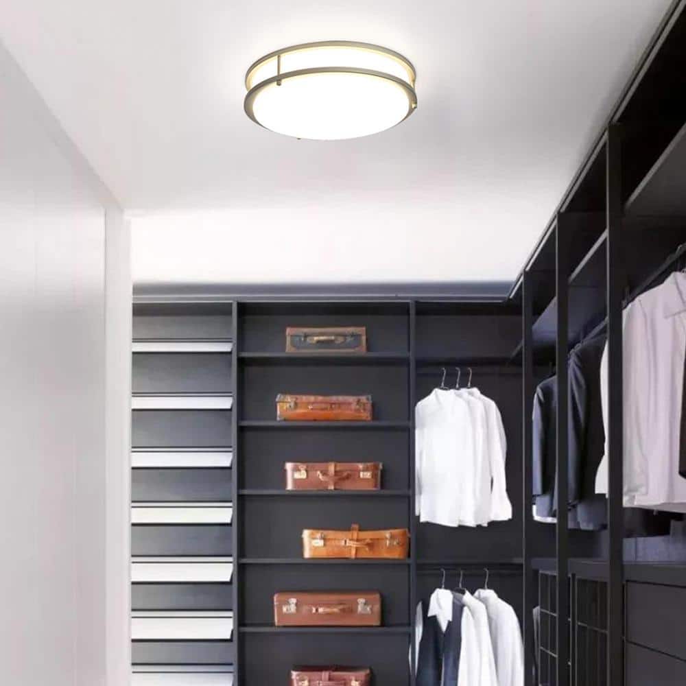Sleek Modern 14" LED Flush Mount Ceiling Light in Brushed Nickel