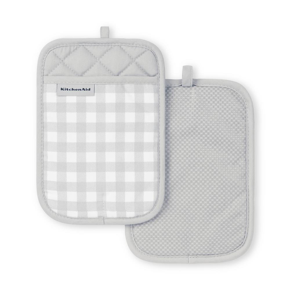 New KitchenAid Luxury Silicone Set of Two Oven Mitts / Pot Holders - Aqua  Sky