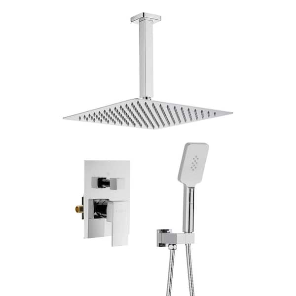 1-Handle 1-Spray Shower Faucet 1.8 GPM with Corrosion Resistant, Pressure Balance Ceiling Mount in Chrome