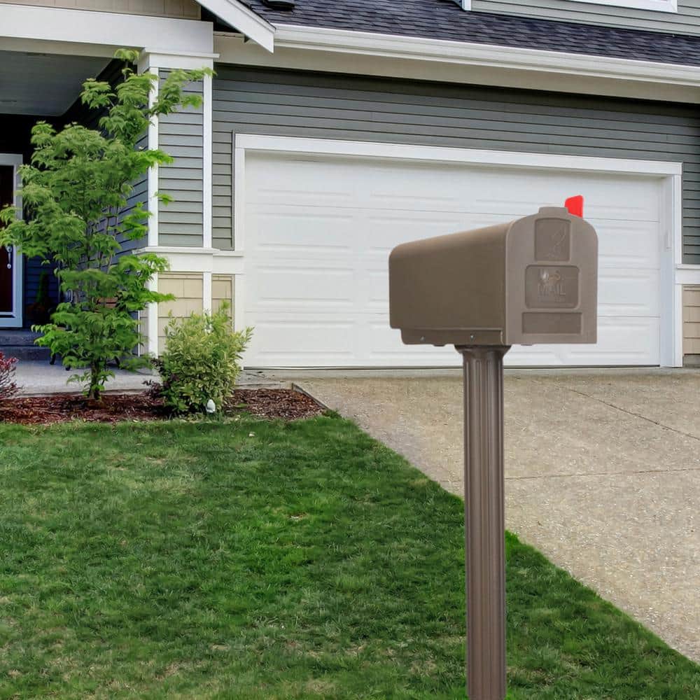 Mocha Medium Plastic Mailbox and Post Kit