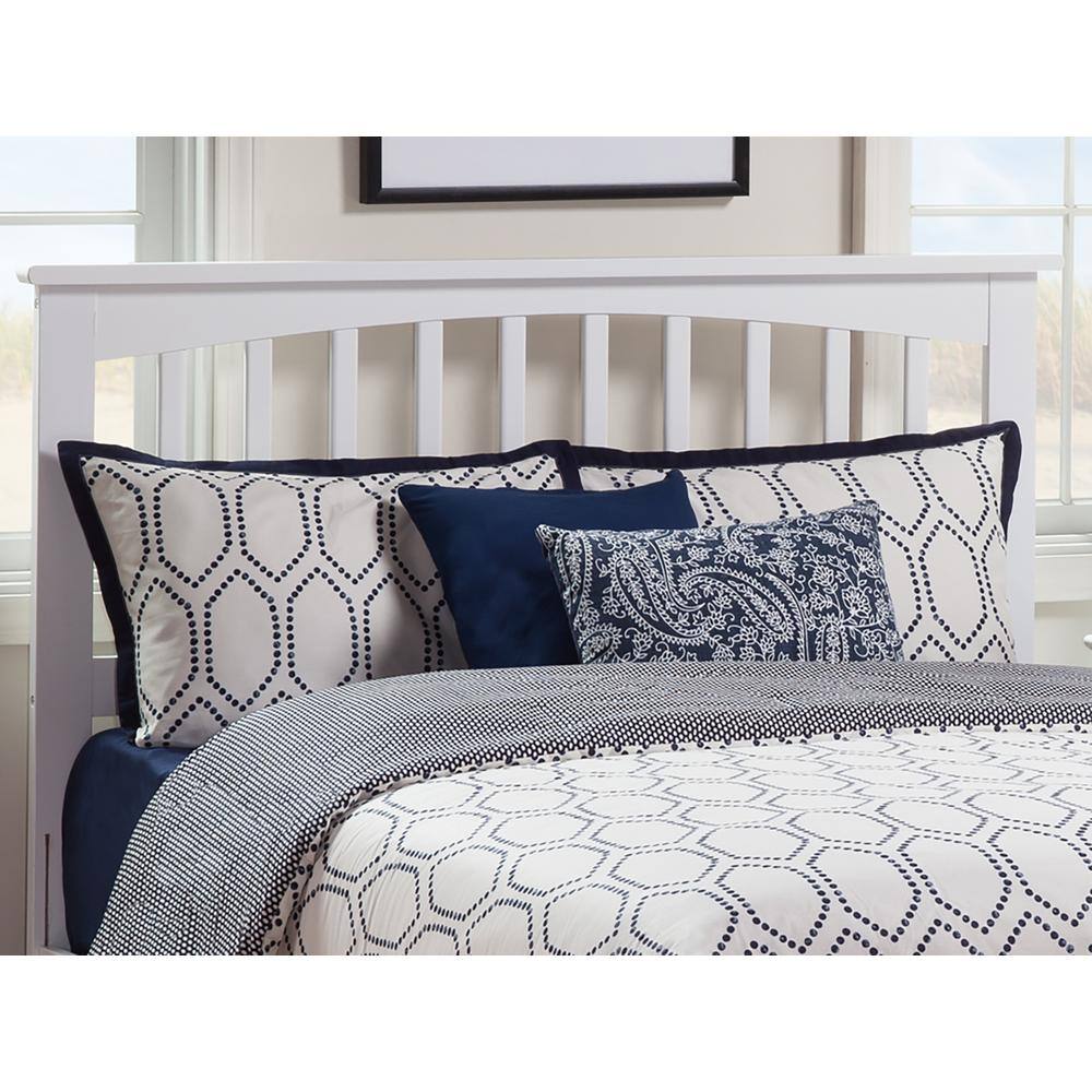 White Queen Mission Solid Wood Platform Bed with Slats