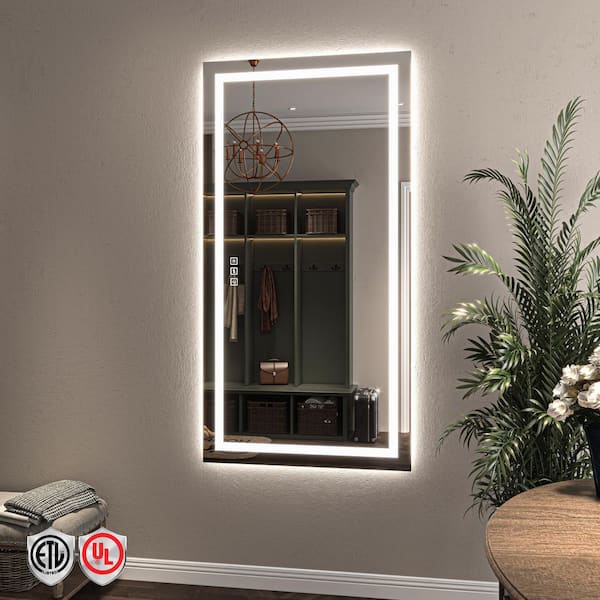 36 in. W x 72 in. H Rectangle Wall-mounted Full-length Mirror, LED Light Full Body Mirror Dresser Mirror