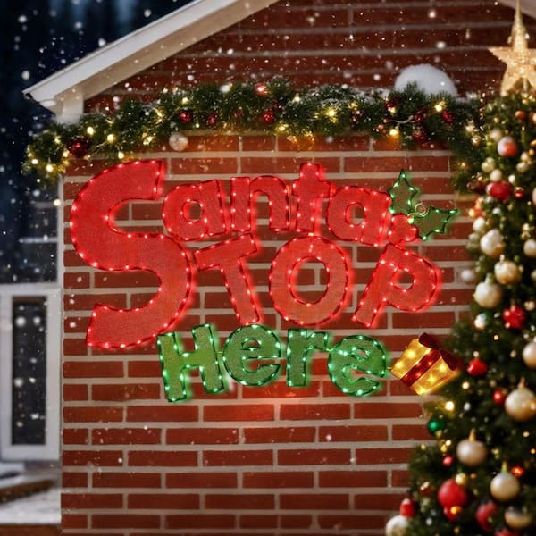 Starfree 47 in. W Outdoor Christmas Decoration Santa Stop Here