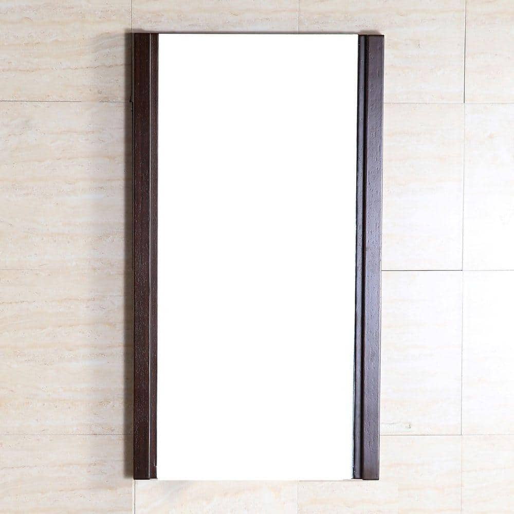 Dark Brown Rectangular Wood Frame Wall Mirror