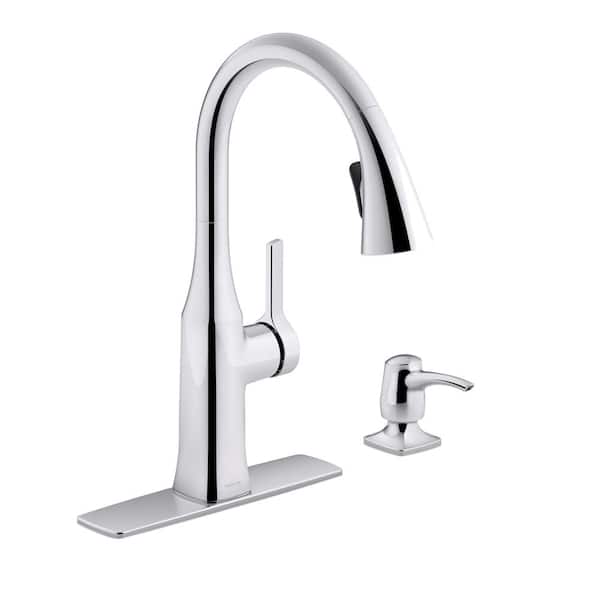 KOHLER Rubicon Single-Handle Pull-Down Sprayer Kitchen Faucet in Polished Chrome