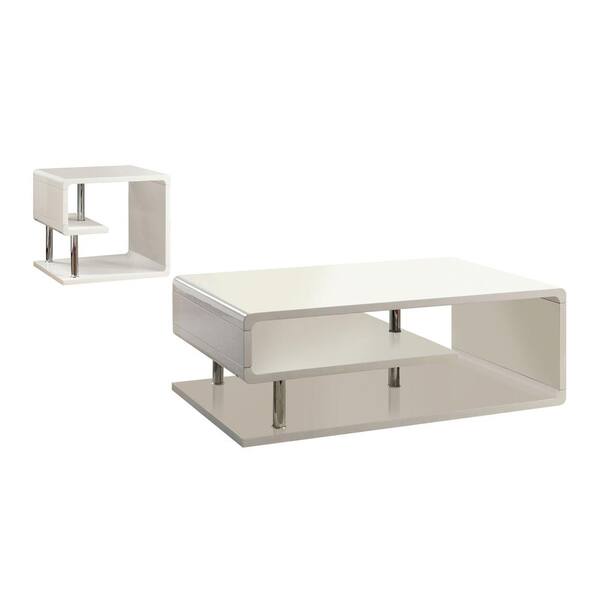 Furniture of America Farlowe 2Piece 47.25 in. White Rectangle Wood