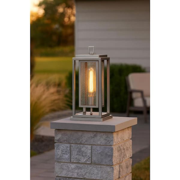 Hinkley Republic Medium Outdoor Post/Pier Mount Lantern, Satin Nickel