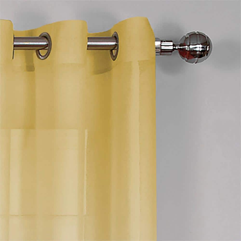 Grey and Yellow Ombre Sheer Grommet Curtain Panel