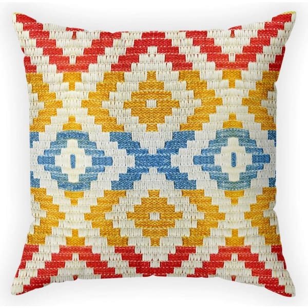 Unbranded 18 in. x 18 in. Woven Multi-Outdoor Recyled Polyester Throw Pillow