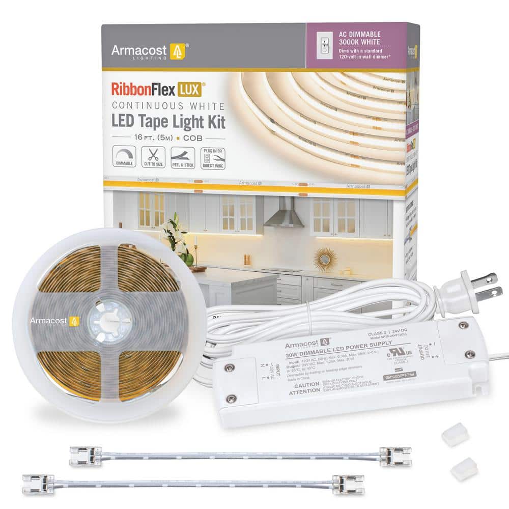 16 ft Soft White Dimmable LED Strip Light Kit