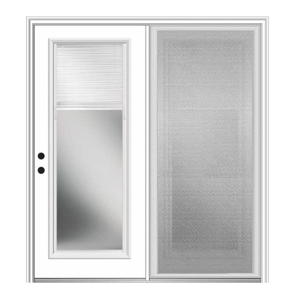 MMI Door 75 in. x 81.75 in. Fiberglass Prehung Right Hand Internal Blinds Clear Glass Full Lite Hinged Patio Door w/ Screen