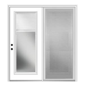 60 in. x 80 in. Full Lite Primed Steel Stationary Patio Glass Door Panel with Screen