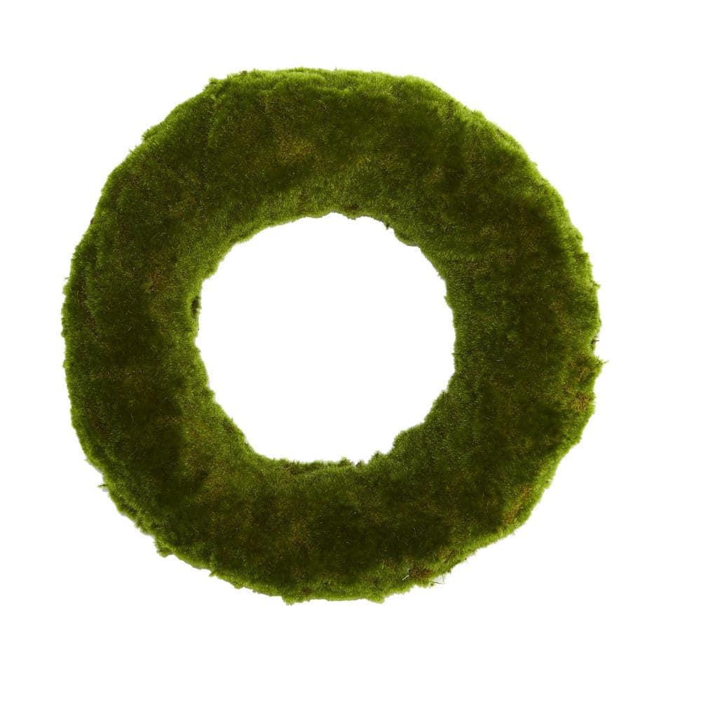 Nearly Natural 18 in. Moss Artificial Wreath, Green