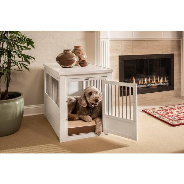 New Age Pet ECOFLEX Dog Crate End Table - Antique White Large