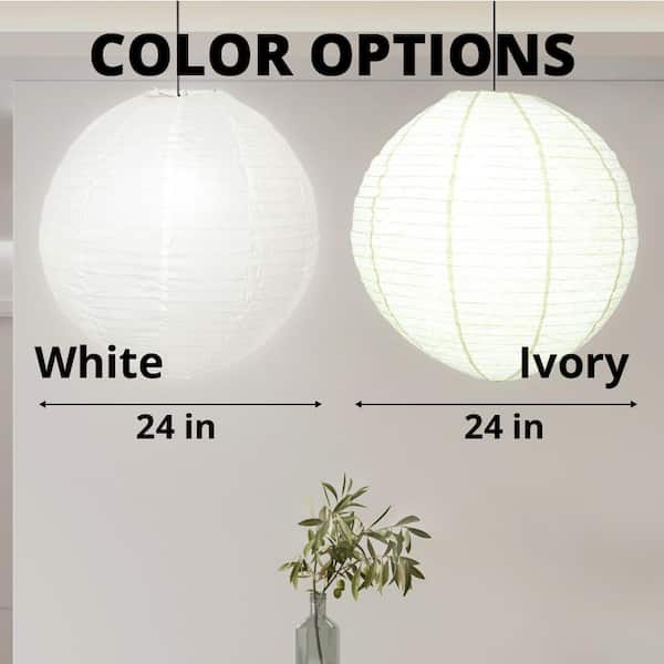 MPG Orb 24 in. 60-Watt 1-Light Ivory Hanging Lantern Pendant-Light
