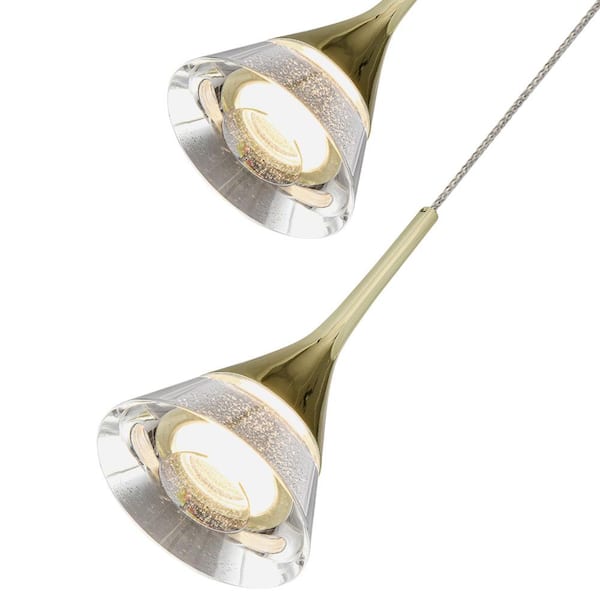 Amalfi 11 in. 5-Light ETL Certified Integrated LED Chandelier Height Adjustable Hanging Pendant Light with Cone Shades