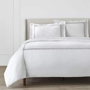 Cannon Solid Percale 3-Piece Grey Cotton Full/Queen Duvet Cover Set  DCS4488GYQ-1800 - The Home Depot