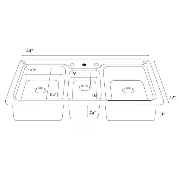 Swan Drop-In/Undermount Solid Surface 44 in. 1-Hole 40/20/40