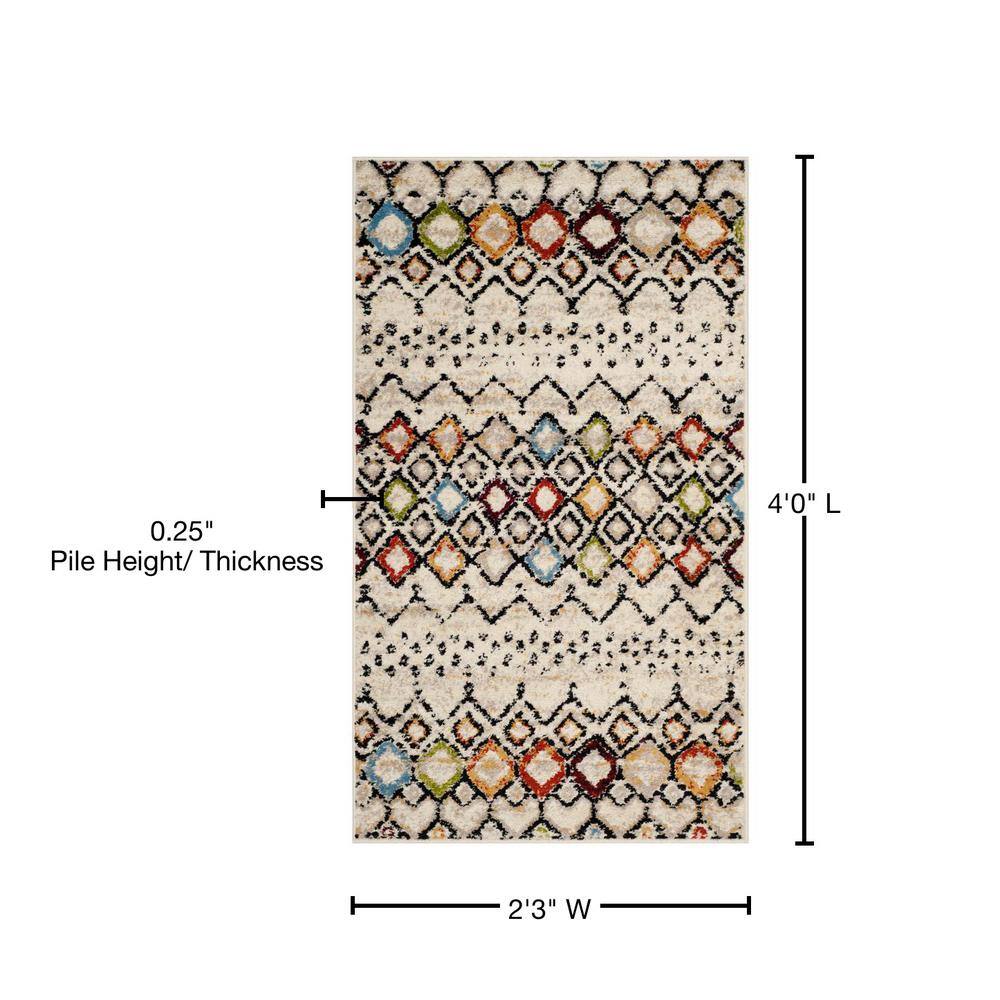 Ivory Multicolor Geometric 5' x 7' Stain-Resistant Area Rug