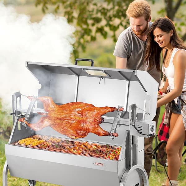 VEVOR Rotisserie Grill with Hooded Cover, BBQ Whole Charcoal Spit