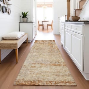 Mayfield Premium Machine Washable Abstract AMF1164 Copper 2 ft. 3 in. x 7 ft. 6 in. Runner Rug
