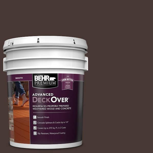 BEHR Premium Advanced DeckOver 5 gal. #PFC-25 Dark Walnut Smooth Solid Color Exterior Wood and Concrete Coating