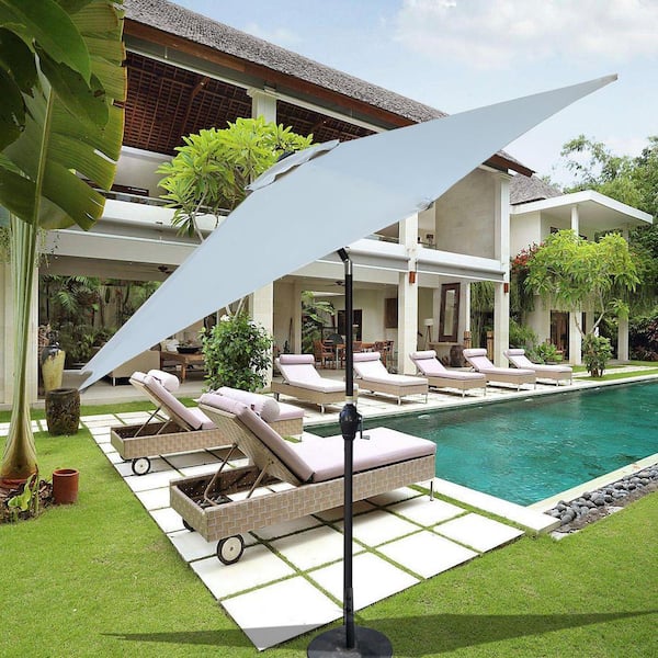 9 foot patio table umbrella POLYWOOD 9' Tilt Market & Base in Black/Marvel Cloud making it perfect for patios Ayge 9 FT Patio Umbrella