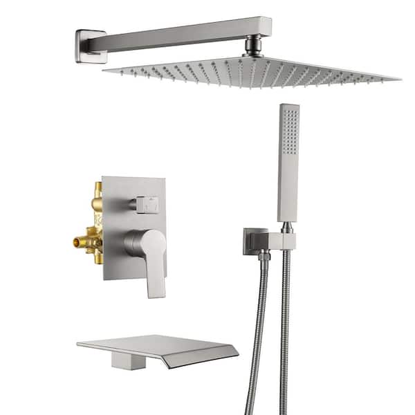 Unbranded Single Handle 1-Spray Tub and Shower Faucet 1.5 GPM with Shower Head in Brushed Nickel (Valve Included)