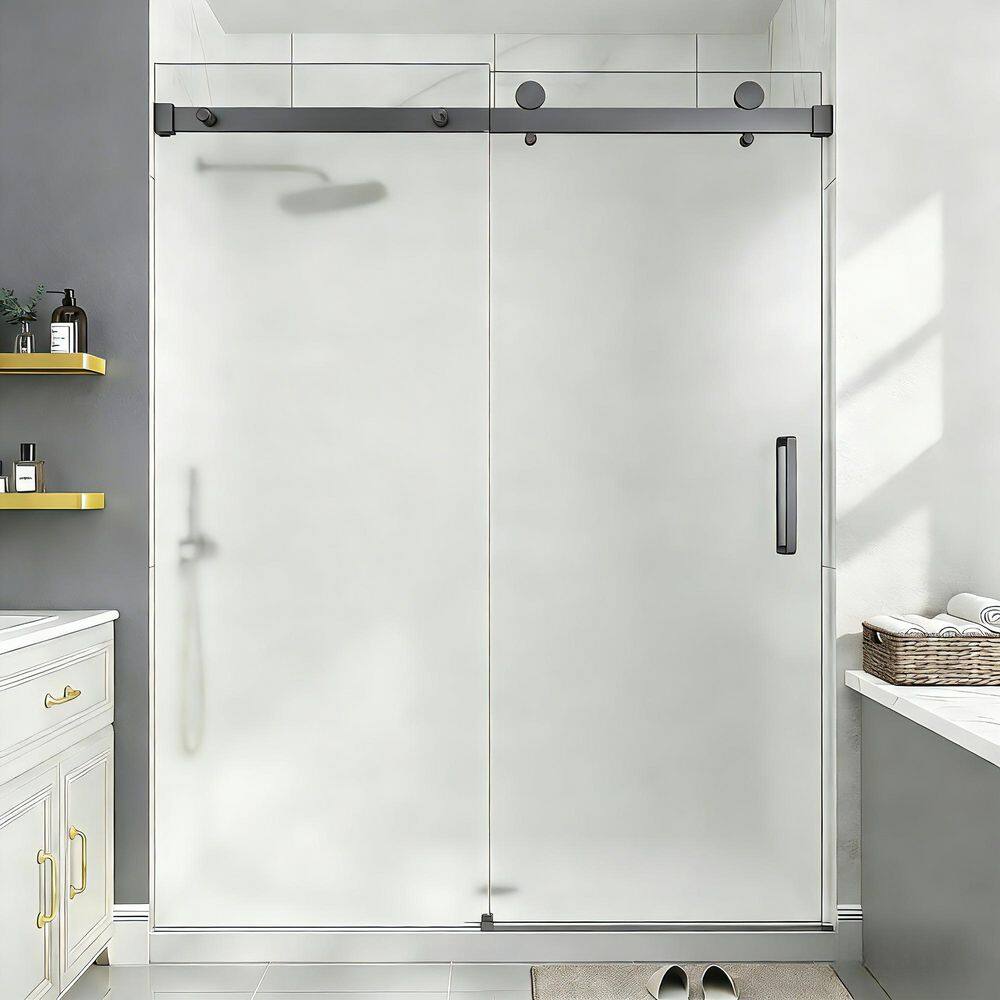 56-61 in. W x 76 in. H Single Sliding Frameless Shower Door Gungray 3/8 in. Frosted Glass for Walk-in Showers price history on PriceWatchPro