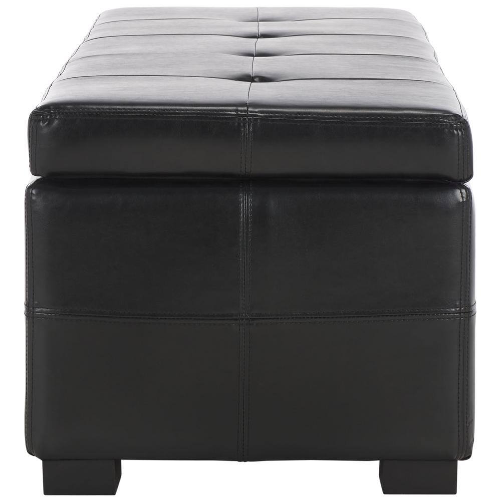 Large Brown Birch Tufted Storage Bench with Hinged Top