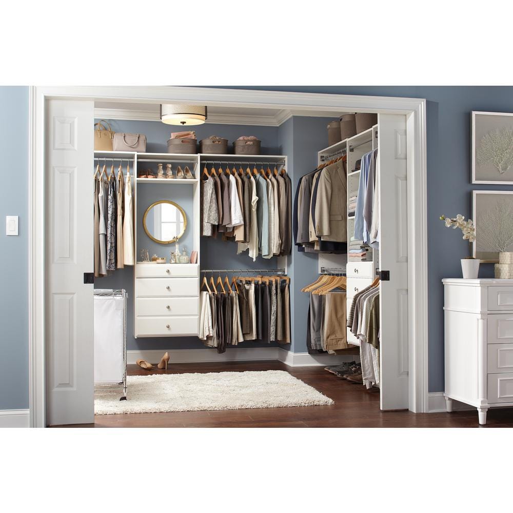 Deluxe White 24" Closet Storage Drawer with Chrome Round Knob
