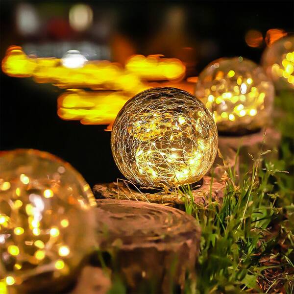 crackle glass solar string lights