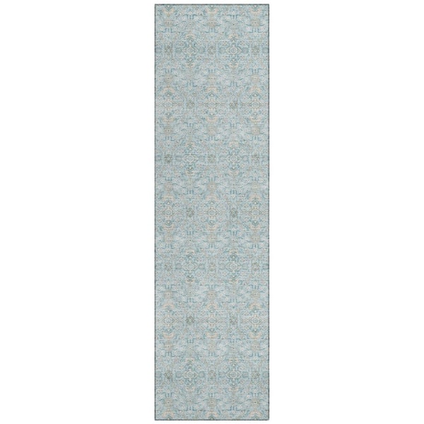 Chantille Machine Washable Indoor/Outdoor Abstract ACN2917 Sky 2 ft. x 7 ft. Runner Rug