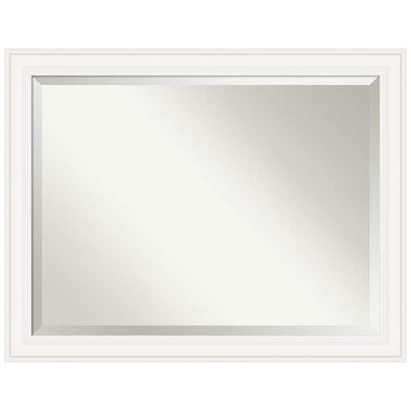 Amanti Art Ridge White 45.5 in. W x 35.5 in. H Framed Beveled Bathroom Vanity Mirror in White