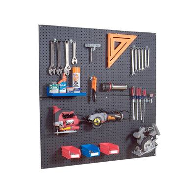 24 in. H x 48 in. W (2) Black ABS Textured Pegboards