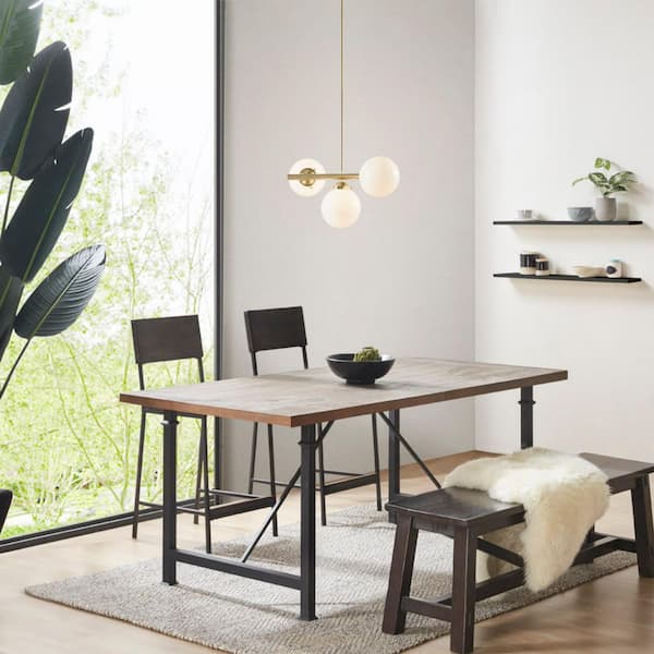 Luna Series 3-Light Gold with Frosted Glass Globe Clean Round Chandelier for Dining Room and Entryway