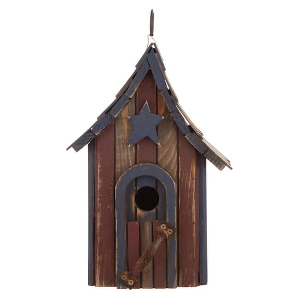 Glitzhome 11.5 in. H Hanging Distressed Solid Wood Garden Birdhouse