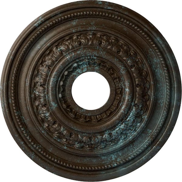Ekena Millwork 1-7/8" x 17-5/8" x 17-5/8" Polyurethane Orleans Ceiling Medallion, Hand-Painted Bronze Blue Patina