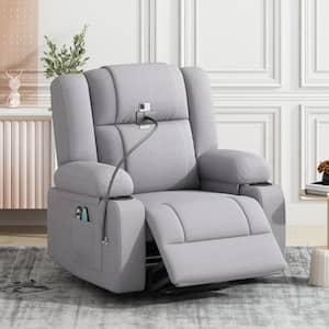 Gray Polyester Glider Recliner with Power Lift