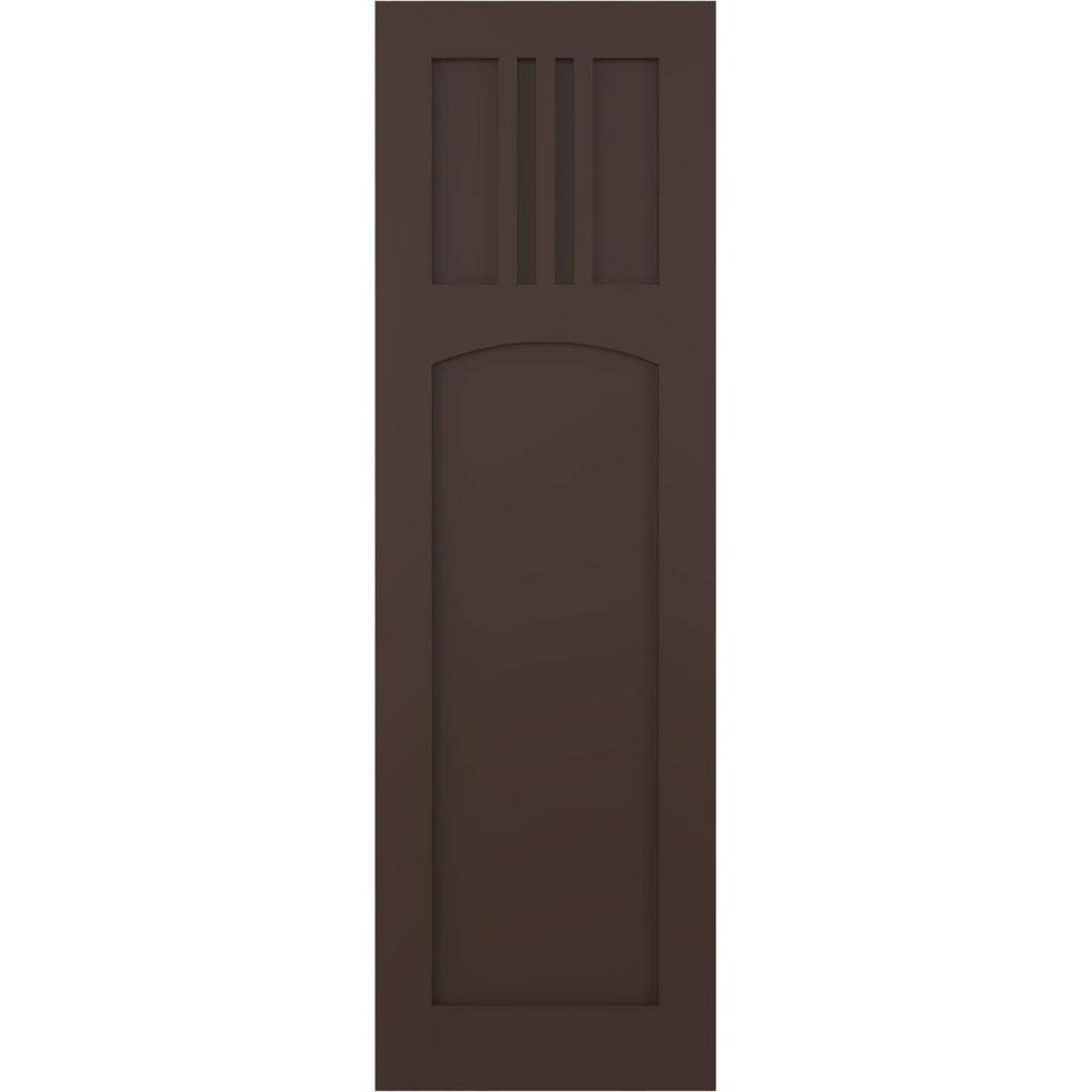 18 in. x 63 in. PVC True Fit San Miguel Mission Style Fixed Mount Flat Panel Shutters Pair in Raisin Brown price history on PriceWatchPro